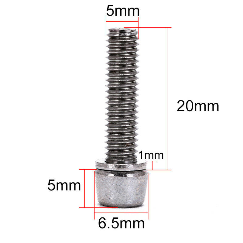 6pcs bicycle headset stem cap screw steel bicycle seat disc bolt m5 * 20.l8