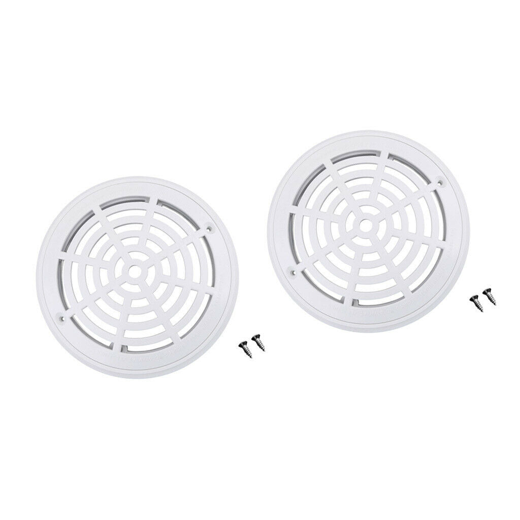 2Pcs Plastic Round 8'' Main Drain Cover Suction Outlet Accessory White