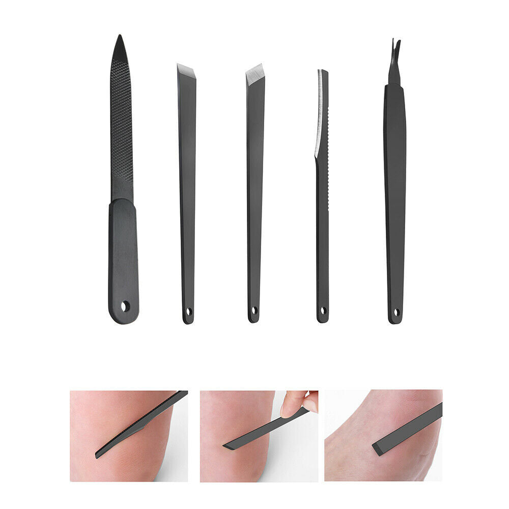5pcs Cuticle Pusher Trimmer Cutter Remover Pedicure Manicure Nail Art Tool Kit
