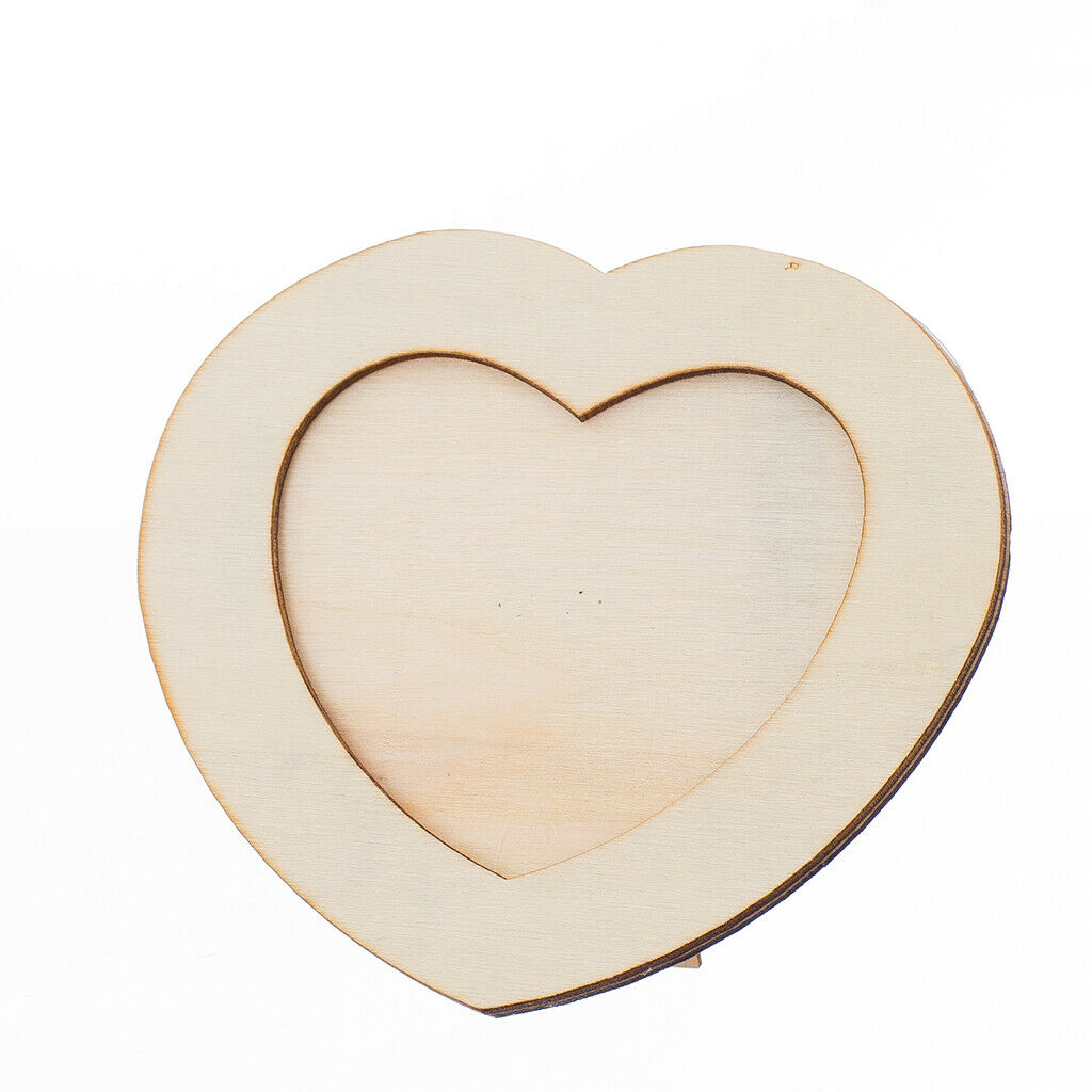 10Pcs Heart Shaped Wooden Photo Frame Holder Table Decor Picture Booth Children