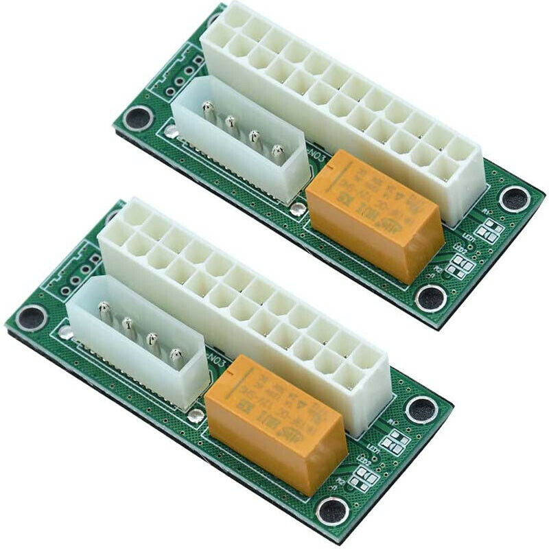 2 Pack Dual PSU Multiple Power Supply Adapter,Add2Psu ATX 24 Pin to Molex 4 Q7B8
