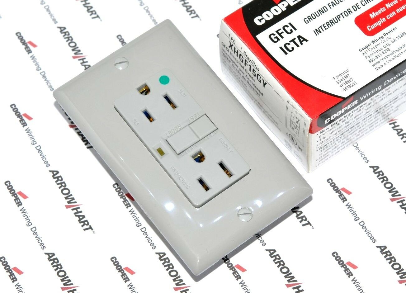 1pcs-COOPER XHGF15GY 15A 125V Hospital Grade Modular GFCI Receptacle 5-15
