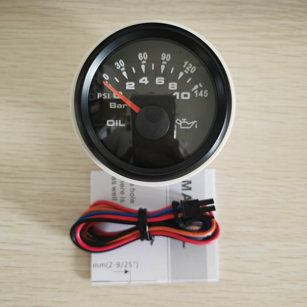 52mm black oil pressure gauge 10-184ohm 9-32V for car marine ATV UTV 7 color led