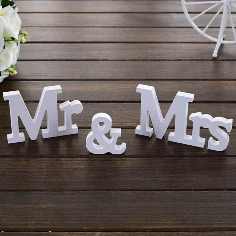 1Set White Mr & Mrs Letters Sign Wedding Party Banquet Table Seat Decoration