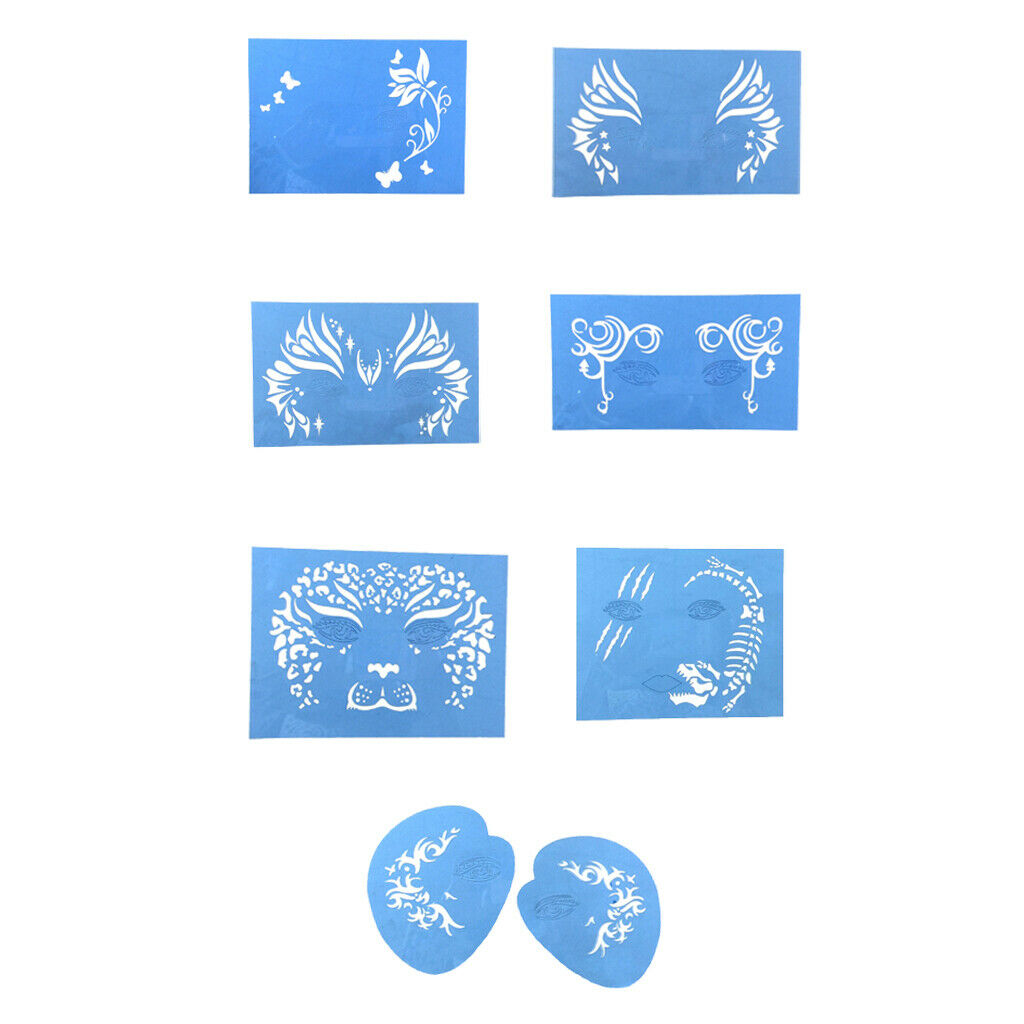 Prettyia 7x Plastic Body Face Paint Stencil Reusable for Stage Party Makeup