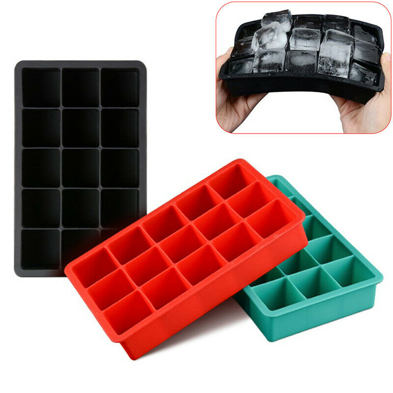 15 Big Grids Food Silicone Ice Cube Tray Large Square Mould Mold Giant DI.l8