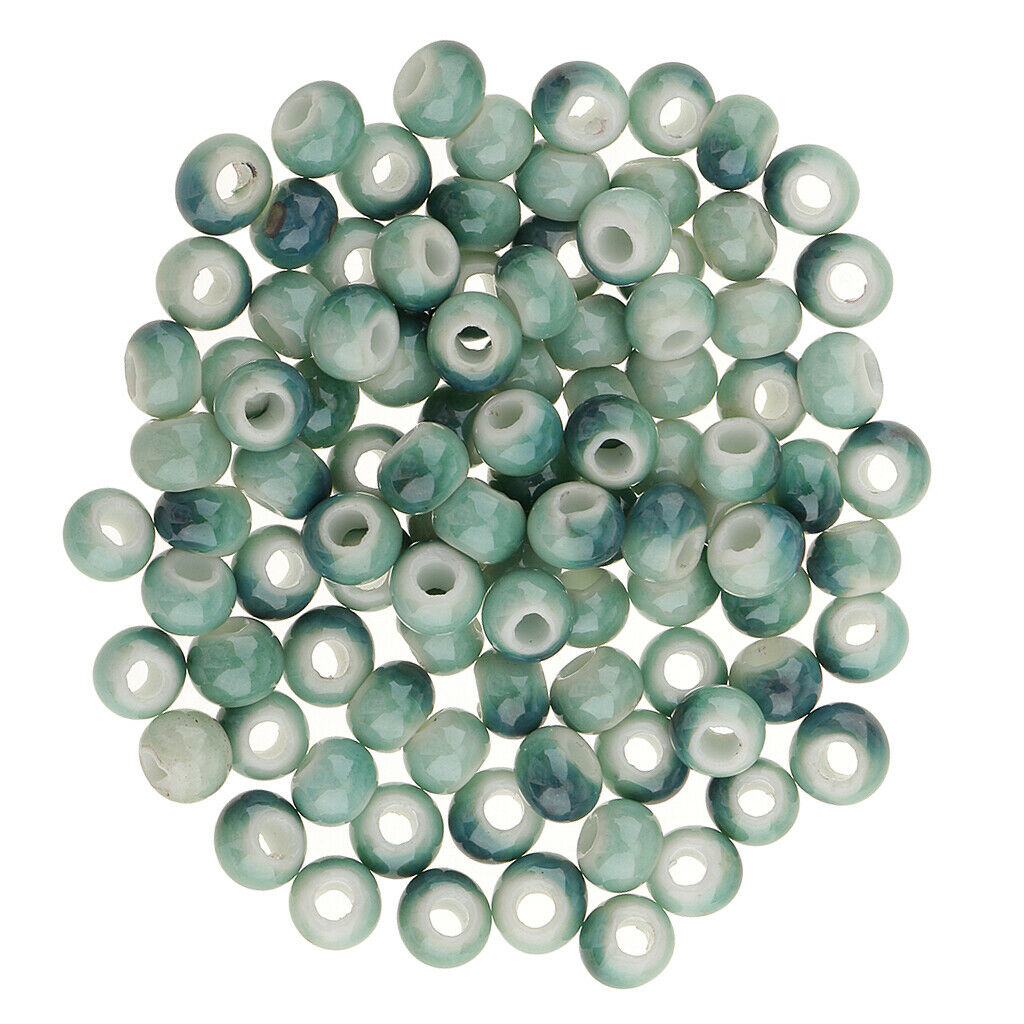 2X 100Pcs Ceramic Loose Beads 6mm for Bracelets Charms Pendants Jewelry Color 2