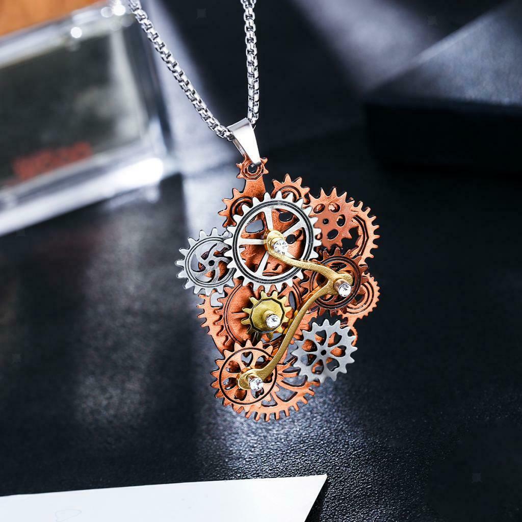 Steampunk Necklace Pendant Choker 24” Chain Party Prom Jewelry Cool Gift