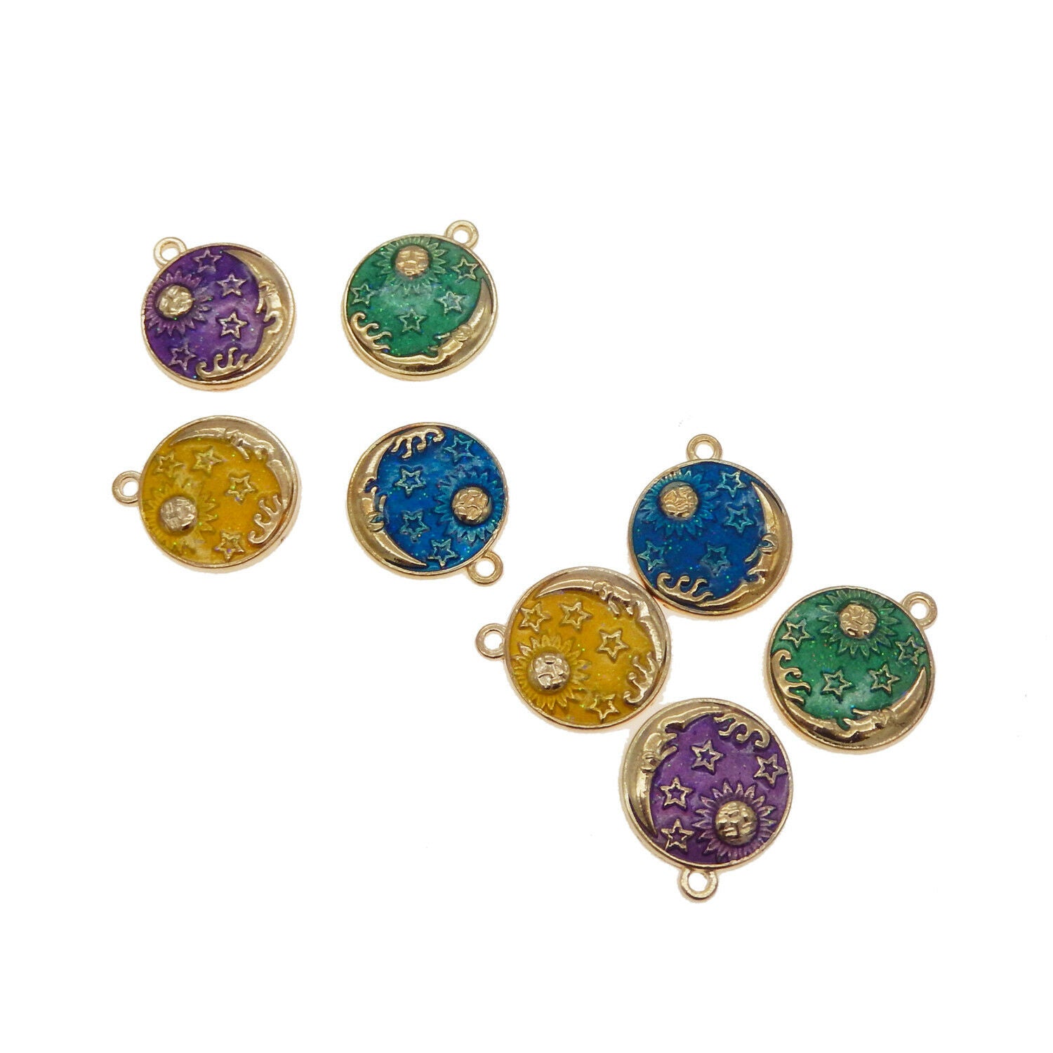 Lot of 12 Starry Sky Enamel Charm Pendant Moon Sun Star Jewelry Craft 23*20mm