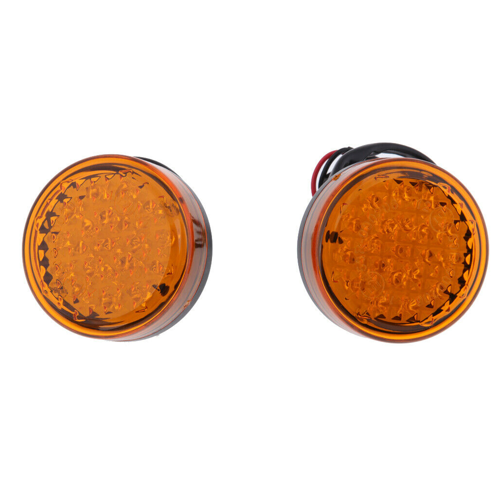 Pair Waterproof Motorcycle 20 LED Round Lamp Turn Signal Light 5W Orange