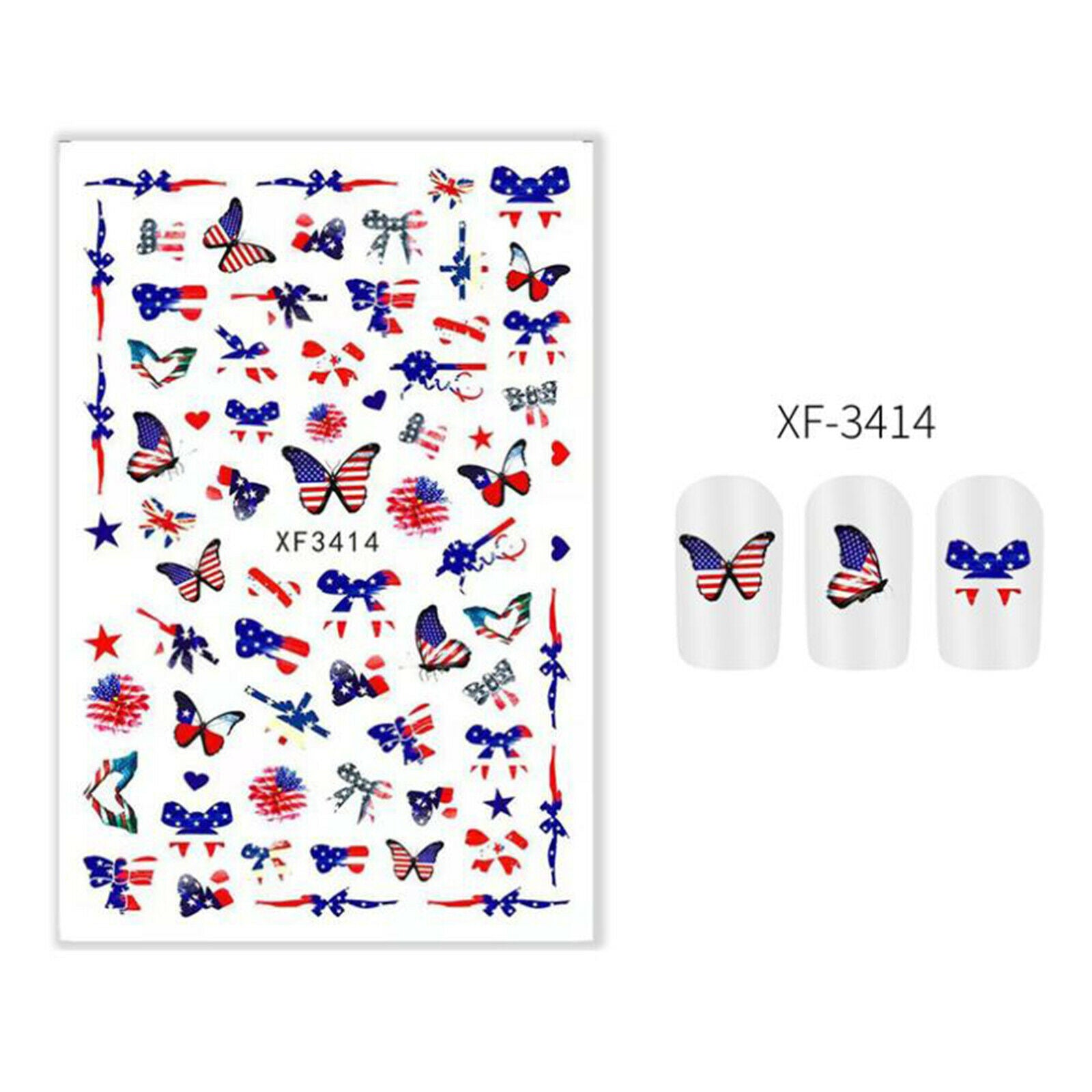 Women American Flag Nail Art Decoration Stickers Decals Manicure Accessories