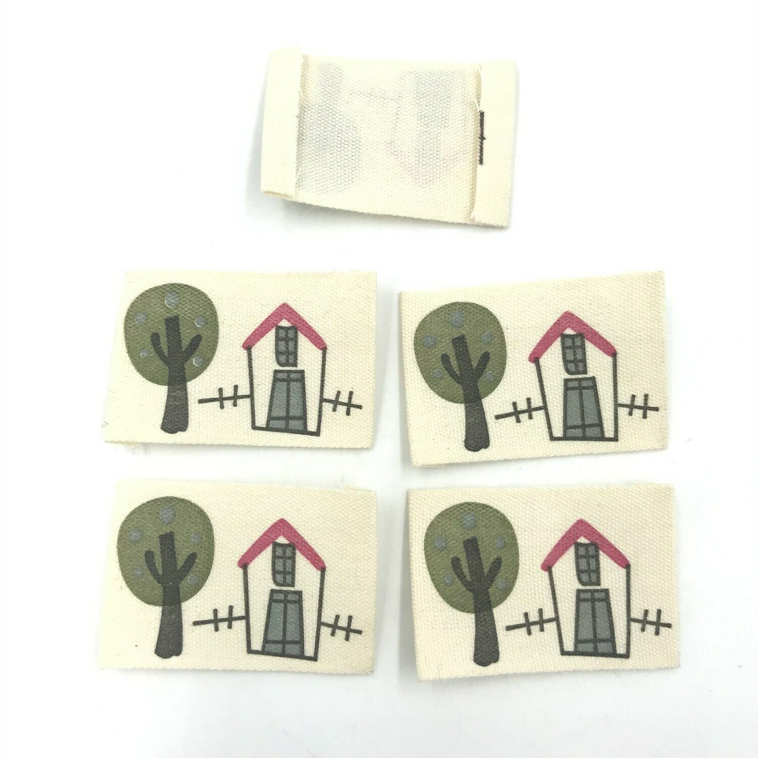 100pcs Clothing Cloth labels washable house tree pattern label sewing Accessory