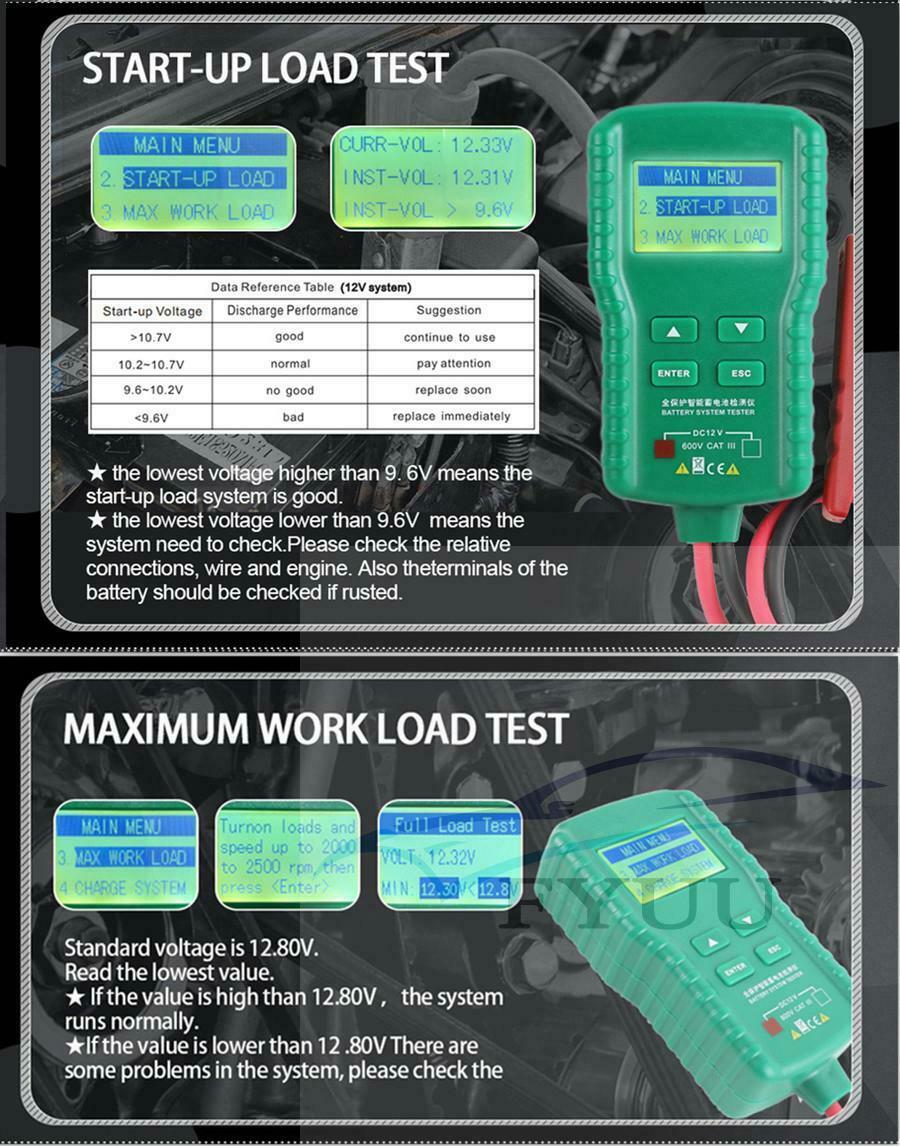 12V Car Battery Tester 100~ 1700CCA Battery Lead Acid Battery Cranking Charging