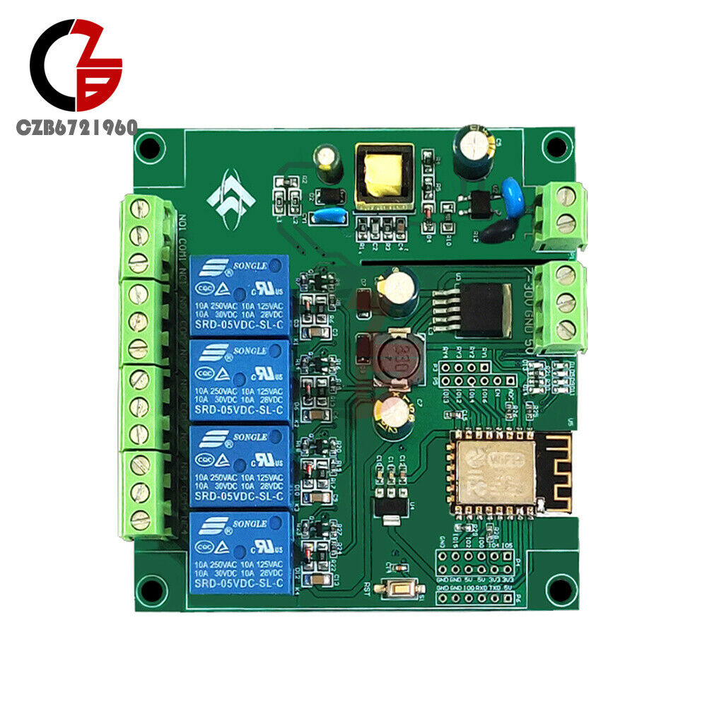 AC/DC ESP8266 WIFI 4 Channels Relay Module ESP-12F Development Board Module New
