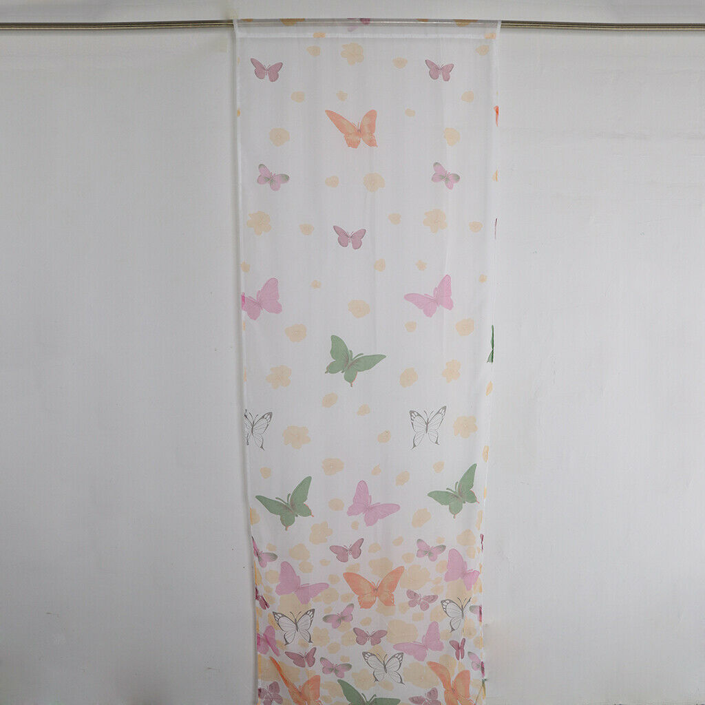 Butterfly Print Sheer Curtains Window Voile Panels for Bedroom 270x100cm