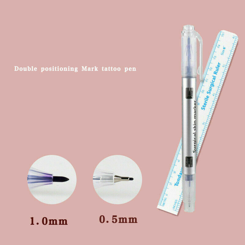 2Pcs Set Sourcil Tatouage Chirurgical Peau Stylo Marqueur Scribe D & Mesure