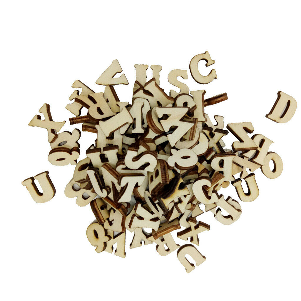 100x Natural Unfinished Wooden Shape Letters Alphabets for Kids Crafts Gifts