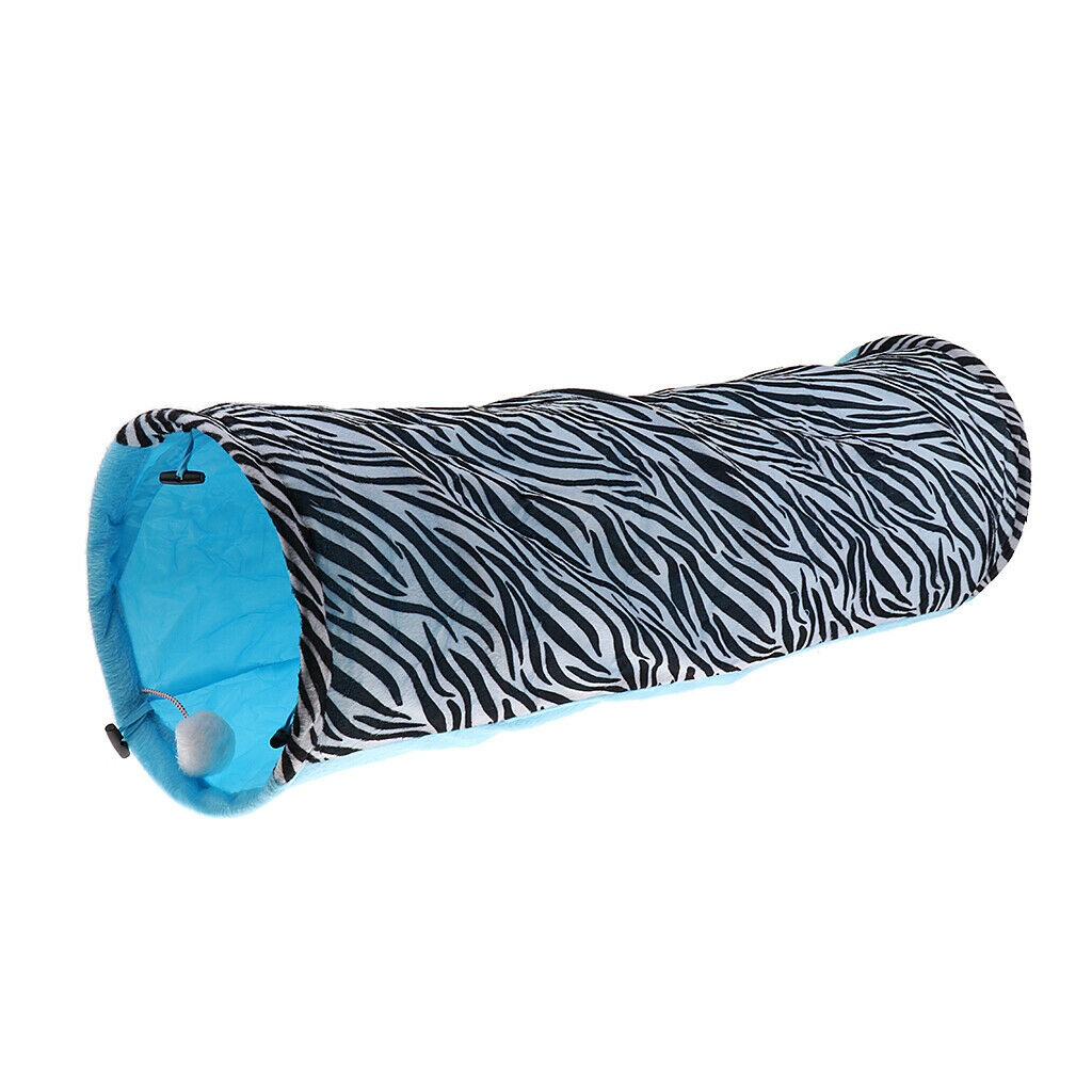 Funny Pet Cat Tunnel 2 Holes Play Tubes Collapsible Rabbit Kitten Toys Blue