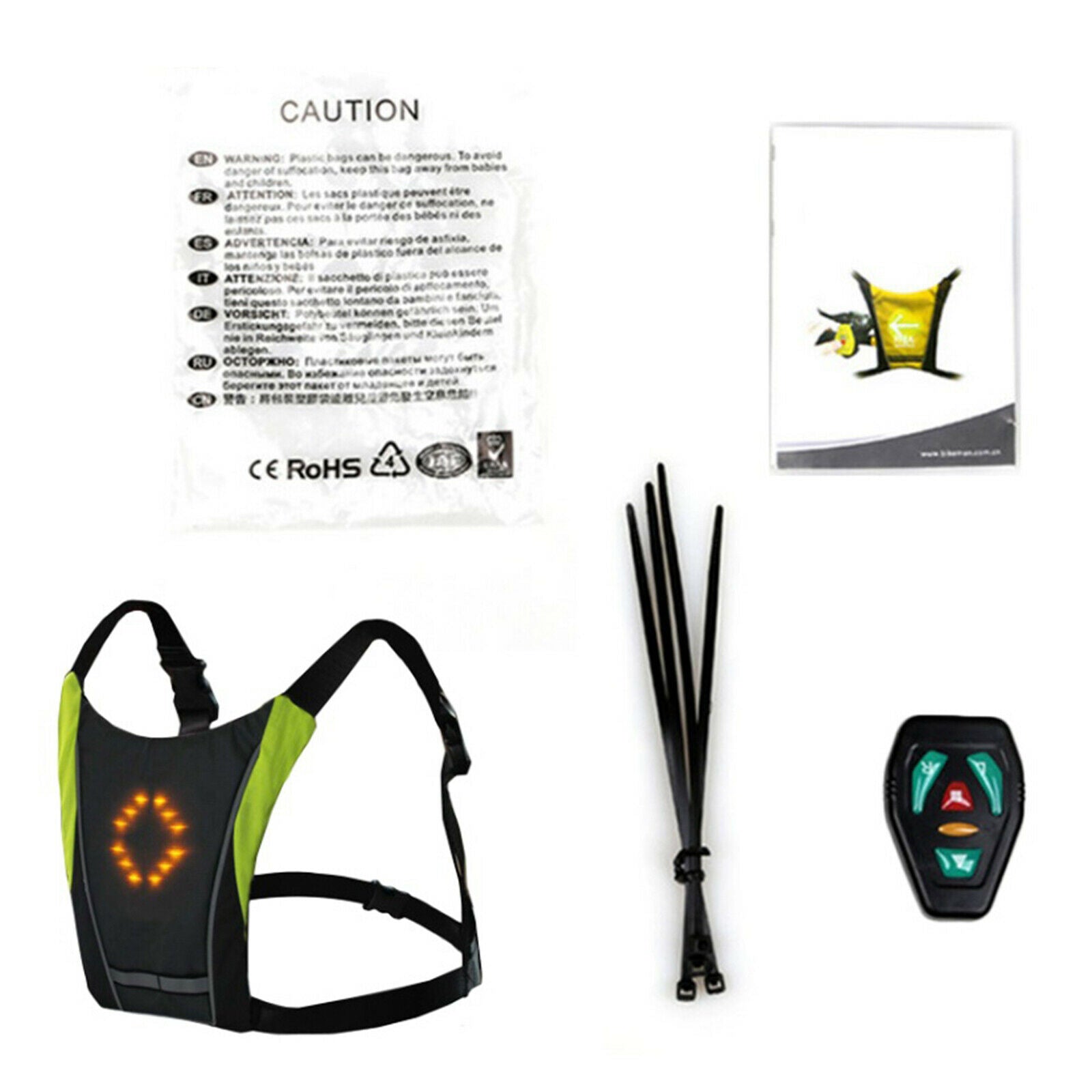 Cycling LED Turn Signal Vest Reflective Remote Direction Indicator Backpack