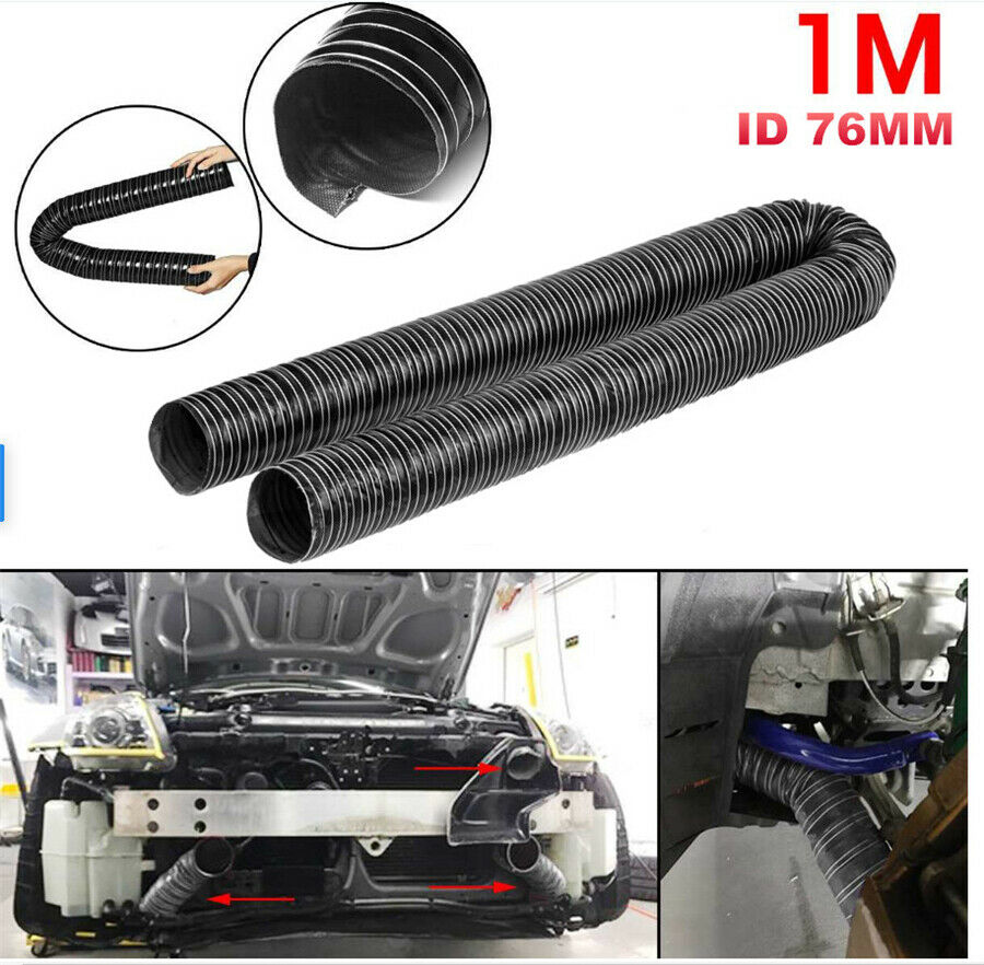 Car Hood Air Intake Pipe 1 Meter Air Ducting Hose Tube 76mm Flexible Filter Pipe