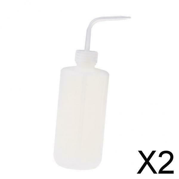 2X Screw on Tip Tattoo Washing Lab Squeeze Wash Clear White Bottle 500mL