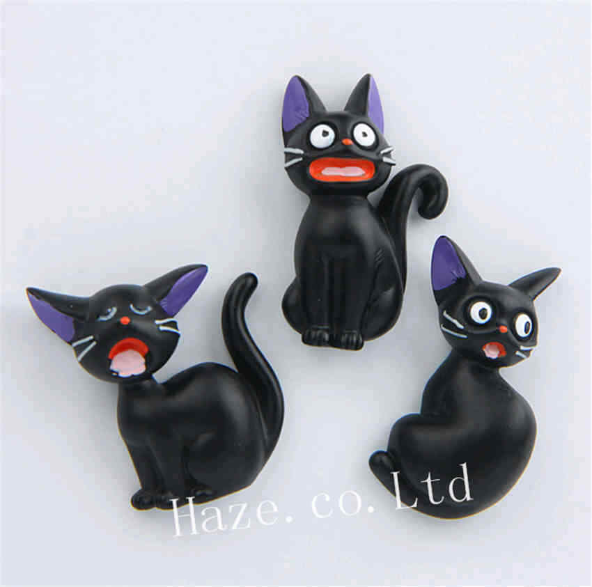 3pcs/Set Jiji Black Cat Removable Fridge Magnet Refrigerator Stickers New