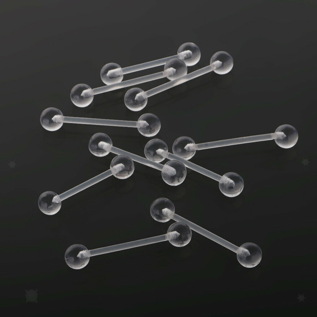 10pcs Acrylic Body Piercing Jewelry Eyebrow Tongue Bar Labret Lip Nose Rings