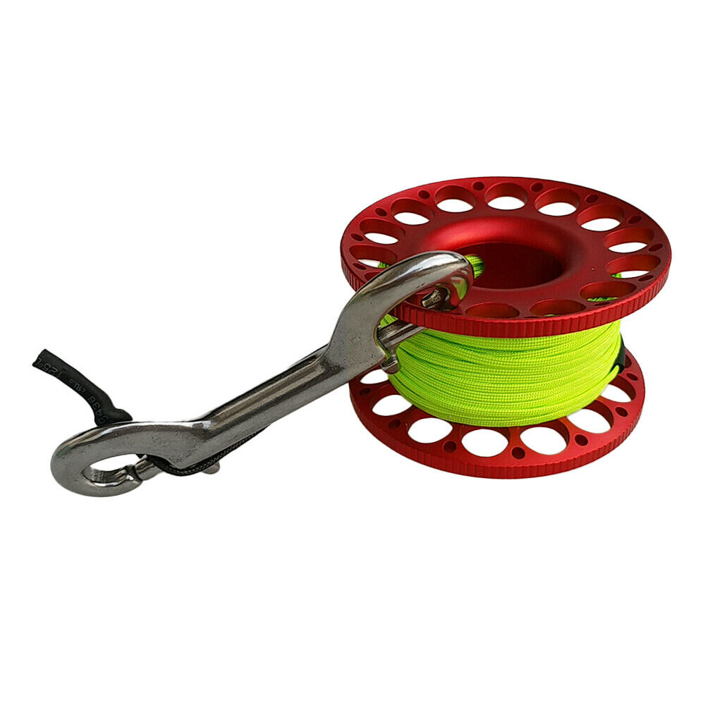 Scuba Diving Tech Spool Dive Wreck Reel 15m Line + Solid Brass Safety Whistle