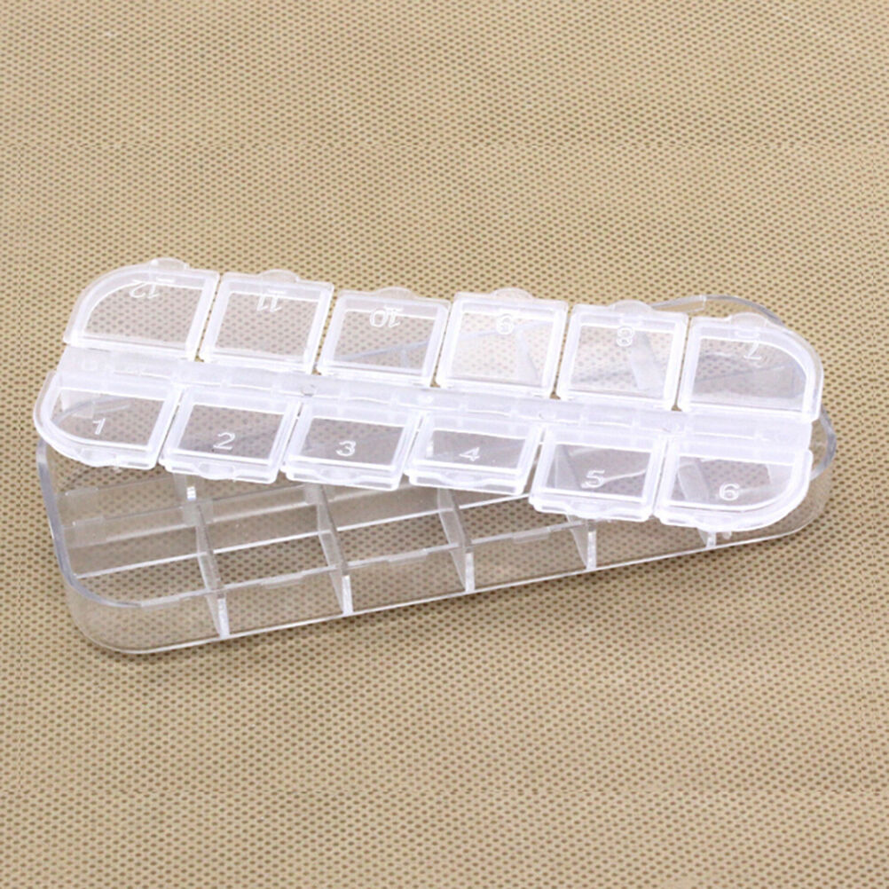 12 Compartment Plastic Storage Case Nail Art Jewelry Container Organizer B.l8