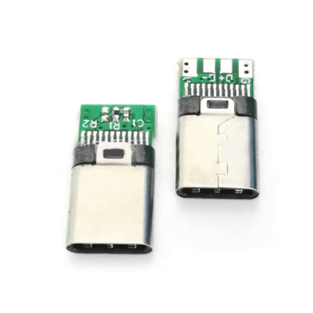 10Pcs USB2.0 TypeC 24 Pin Connector Male Socket Adapter to Solder Wire PCB Board
