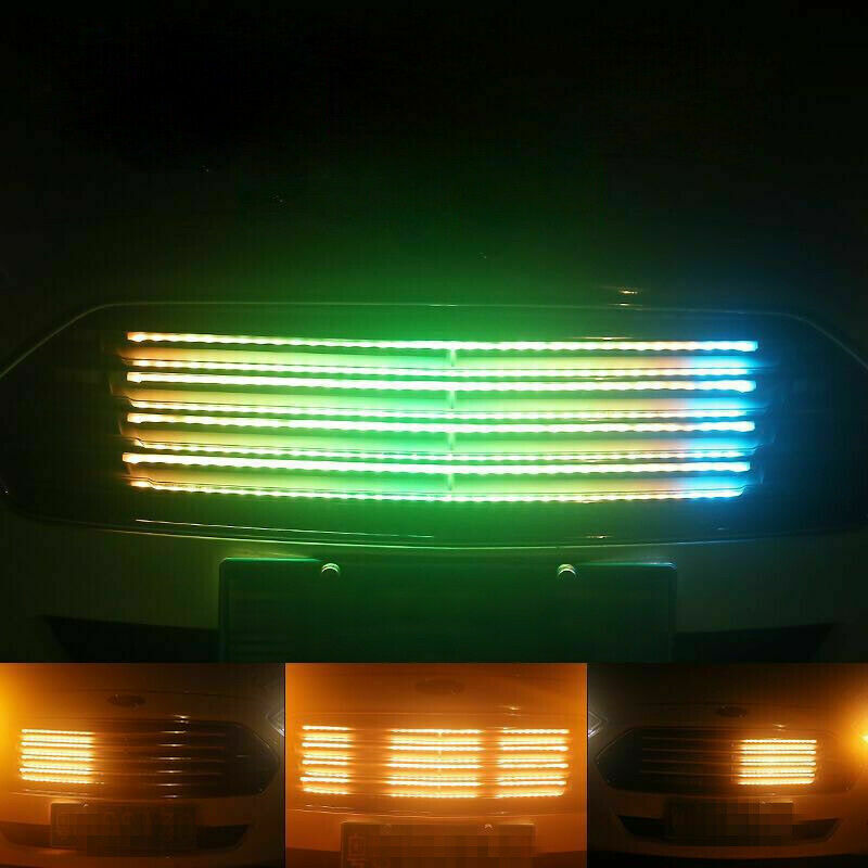 4PCS 12V LED Grill Colorful Car Steering Driving Lamp SUV Streamer Lights 60CM