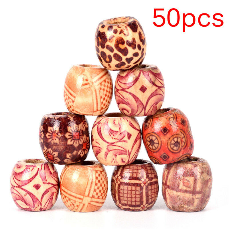 50PCS Dreadlock Hair Beads Dread Beads Hair Braid Pins Rings DIY Cuff Jewelry SJ
