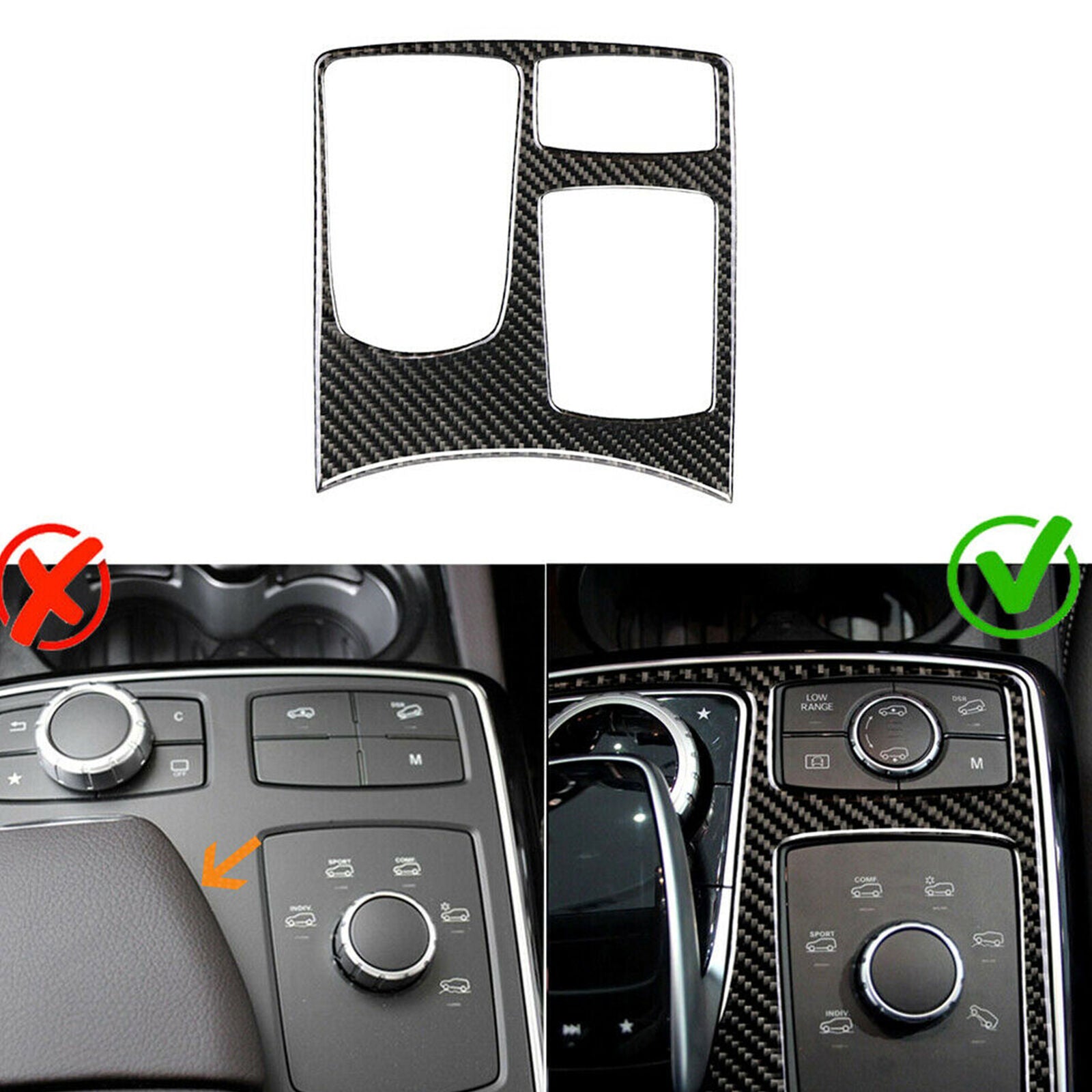Carbon Fiber Console Gear Shift Panel Trim Fit For Mercedes Benz GLE GLS 2016-18