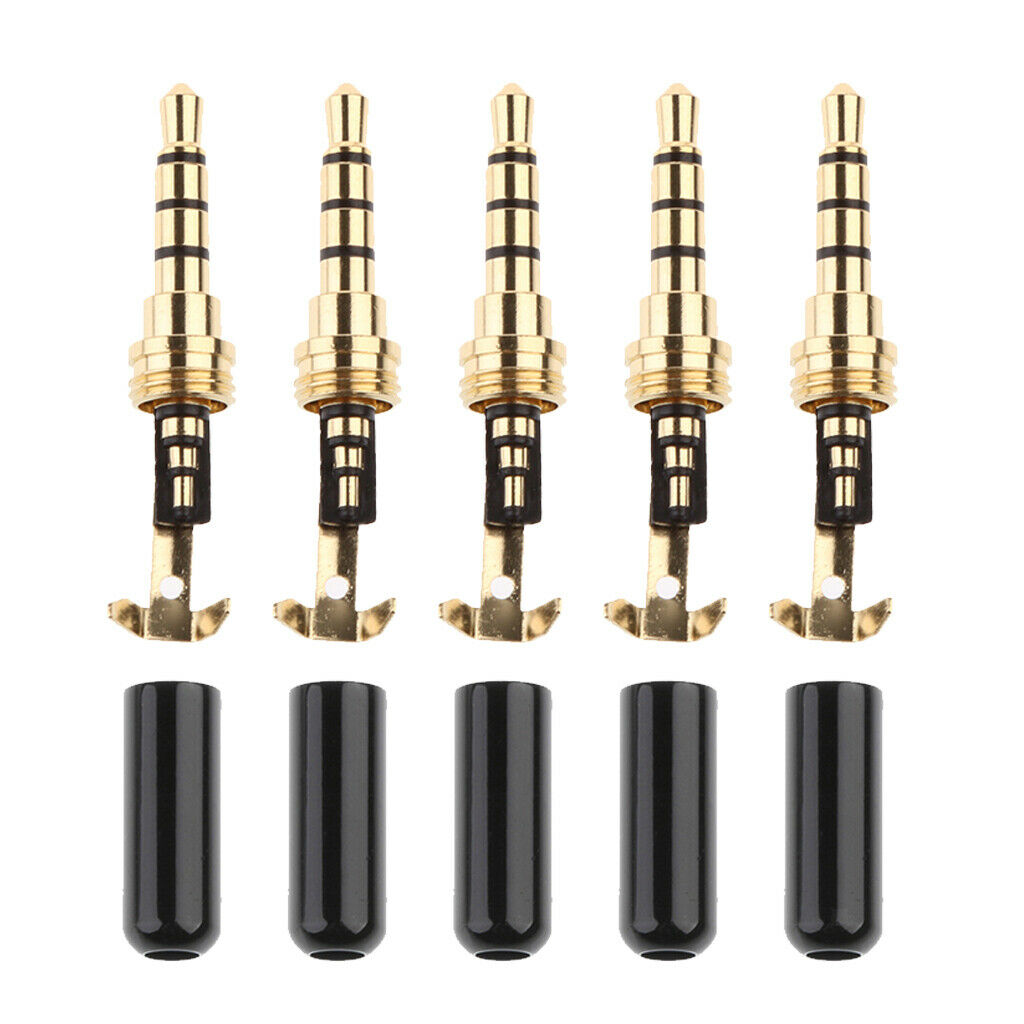 5x 4 Pole 3.5mm 1/8" TRRS Stereo Male Audio Head Jack Plug for Earphone