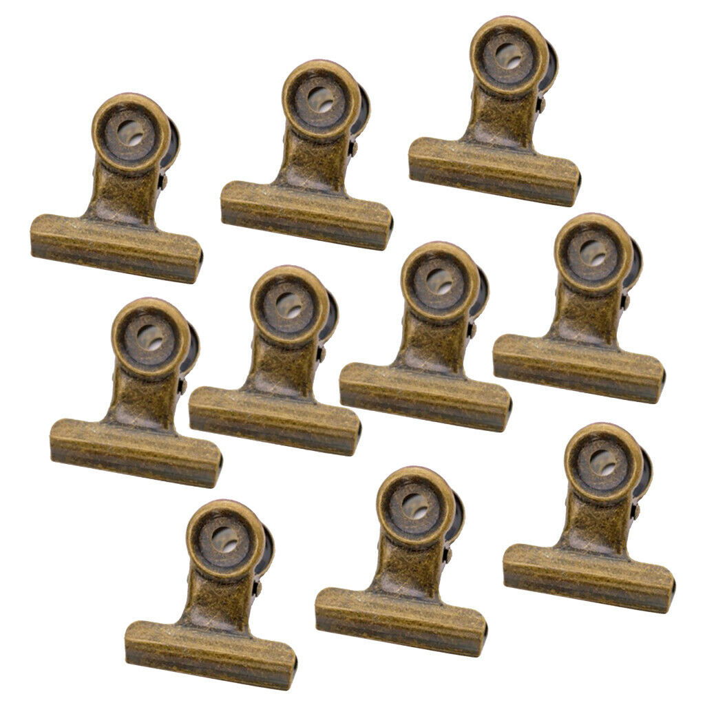 Bronze Metal Bulldog Binder Clips, 10 Pack 1.18 Inch Hinge Paper Clips Clamp