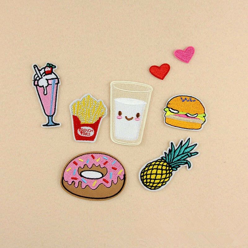 8pcs Bag Clothes Badge Fruit Donuts Embroidery Sew Iron On Patch Fabric Applique