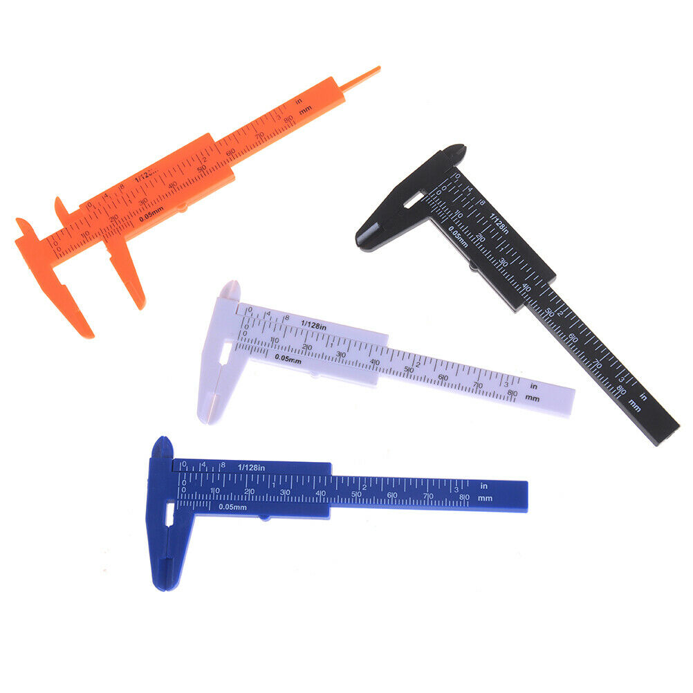 1x Mini sliding vernier caliper plastic measure ruler gauge double scale 80mm WF