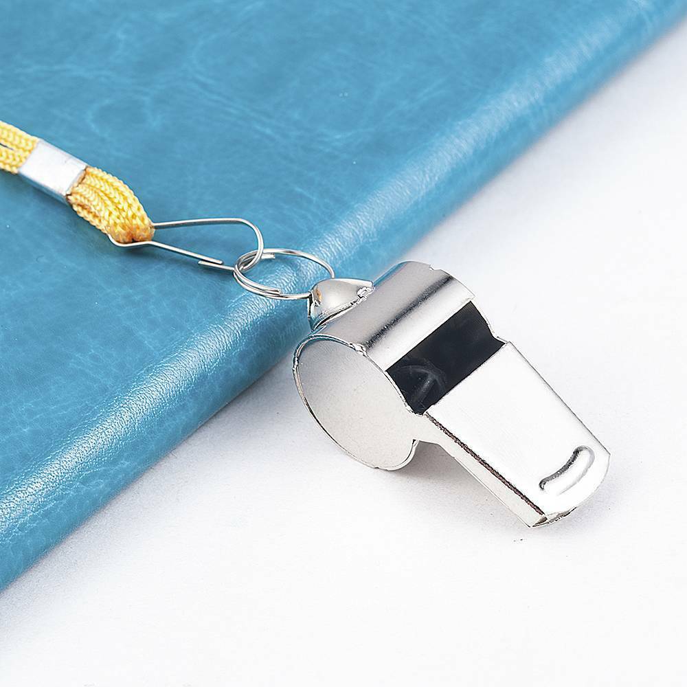 Stainless Steel Sport Game Referee Whistle Lanyard Emergency Loud Sound Outdoor.