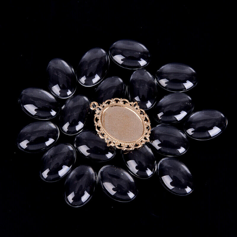 60Pcs 5 colors Round Pendant Trays Glass Cabochon Crafting DIY Jewelry Makin DD