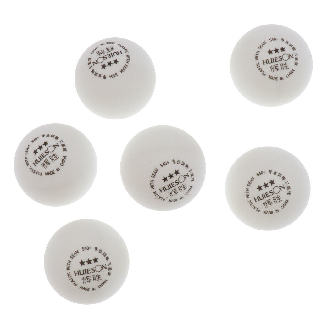 Pack of 6, 40+mm 3-stars  Pong Balls ABS Table Tennis Balls - White