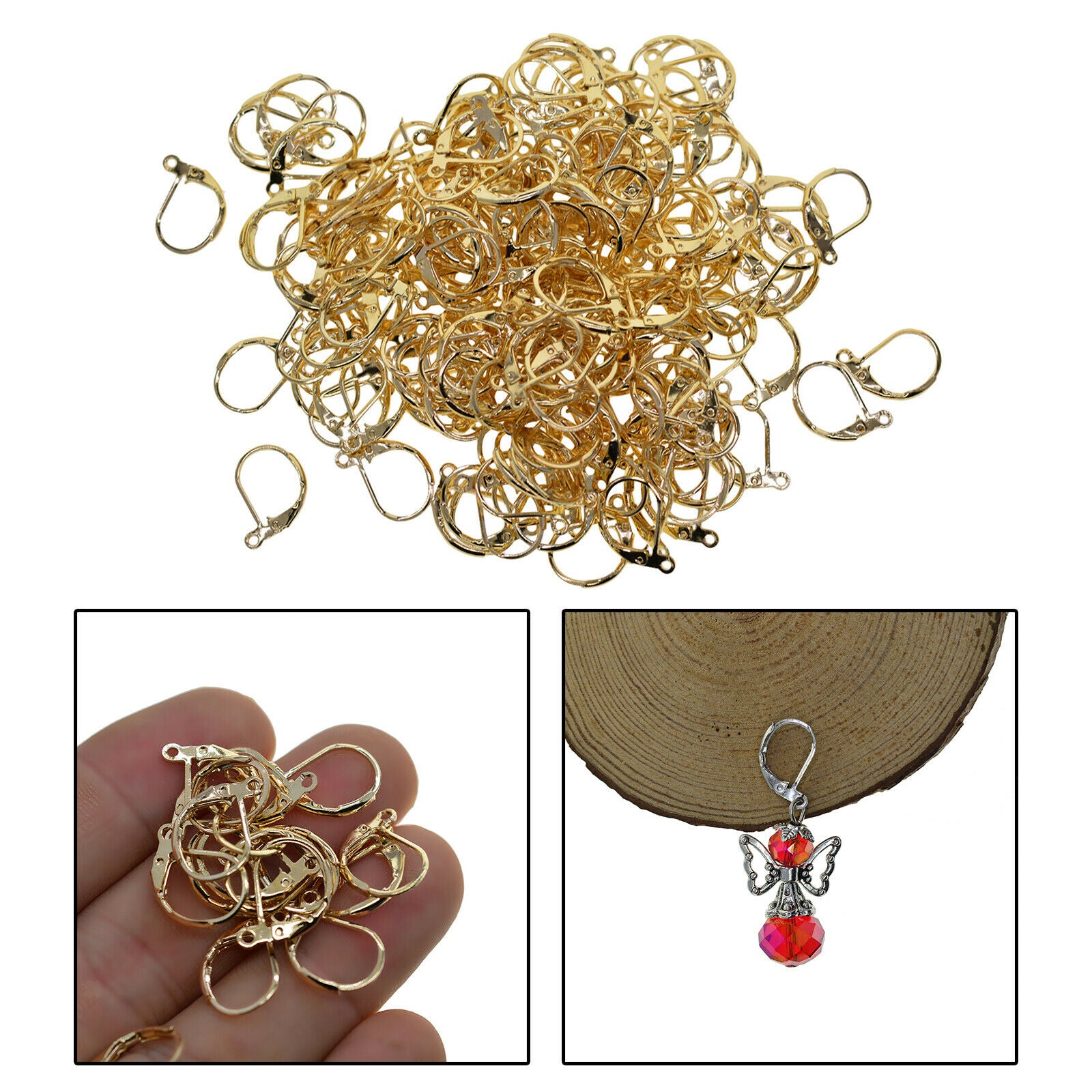 200x Lever Back Earring Hooks Charms French Earwires DIY Beads Chain Jewelry