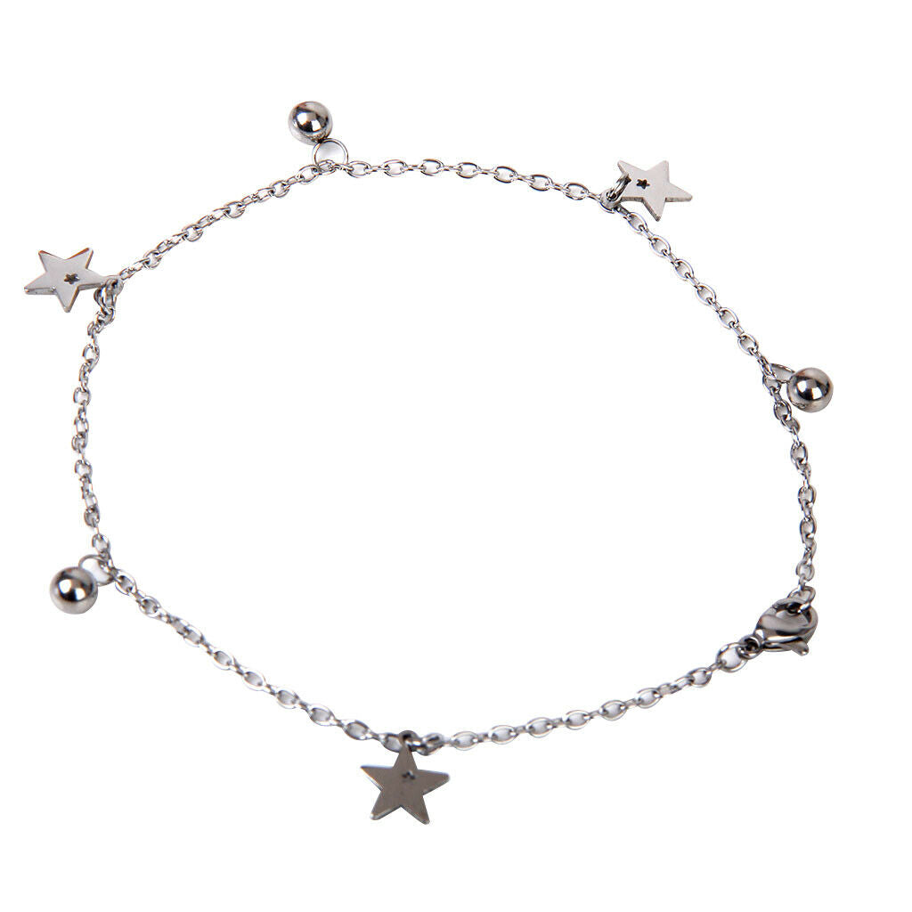 Stainless Steel Stars And Balls Anklet Bracelet