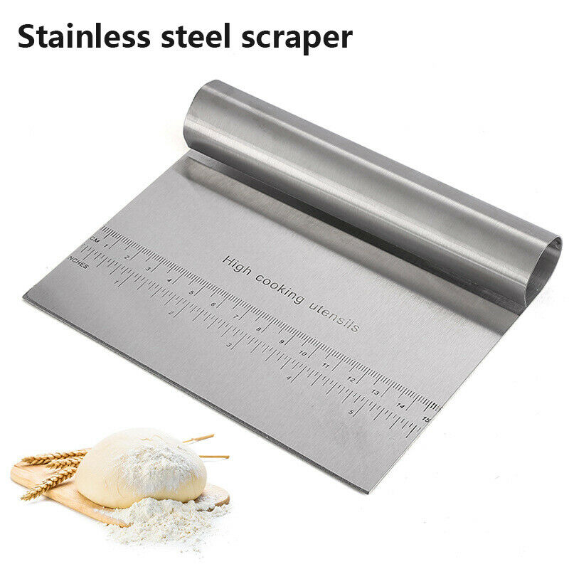 Metal Cake Scraper Pizza Dough Pastry Cutter Panel Scale Baking Tool Kitc.l8