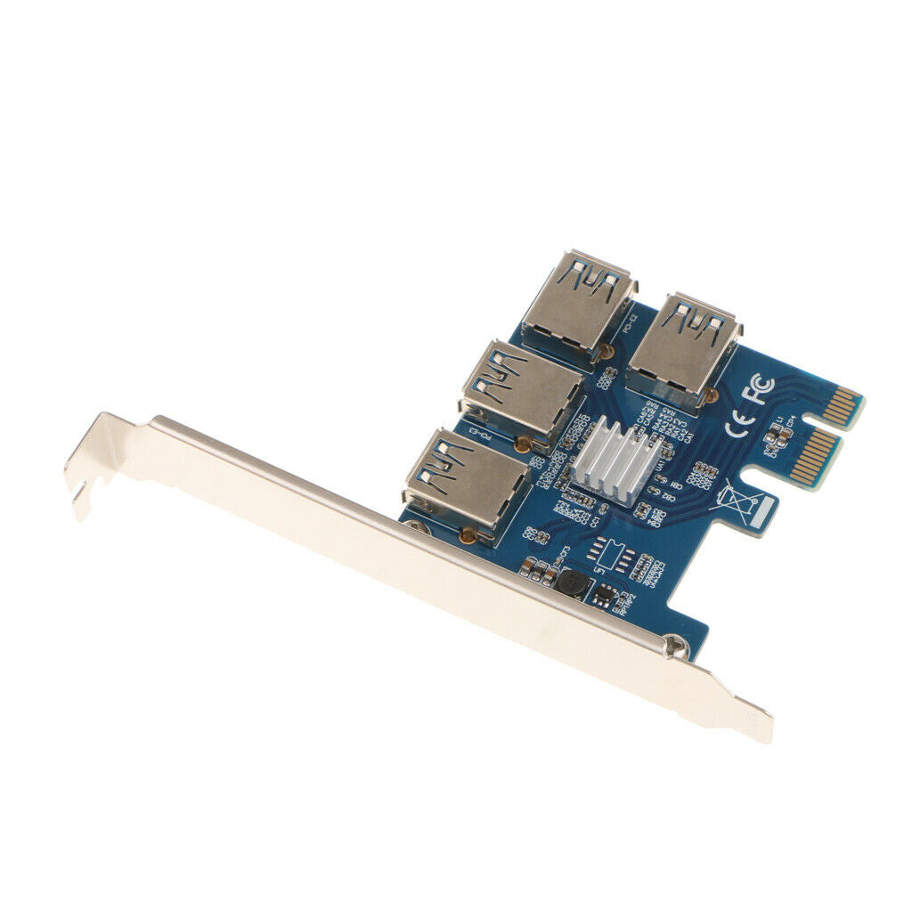 4-Port USB PCI-E X1 to PCI-E X16 Express Card Controller Adapter Mining Card