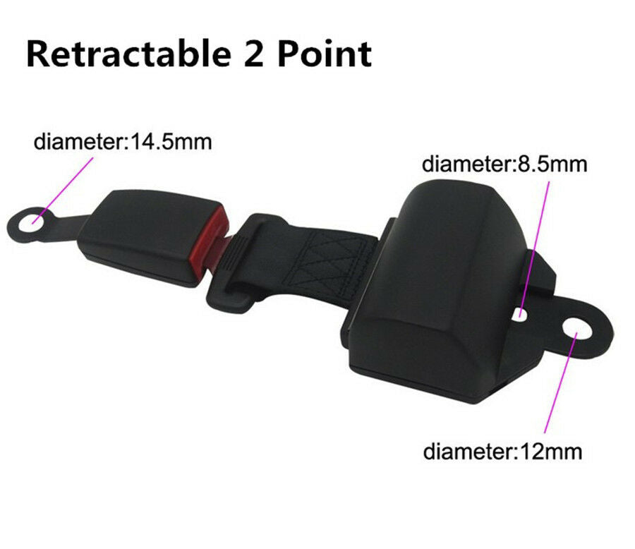 2-Point Retractable Car Seat Belt Lap Extension Safety Strap Buckle Retractor
