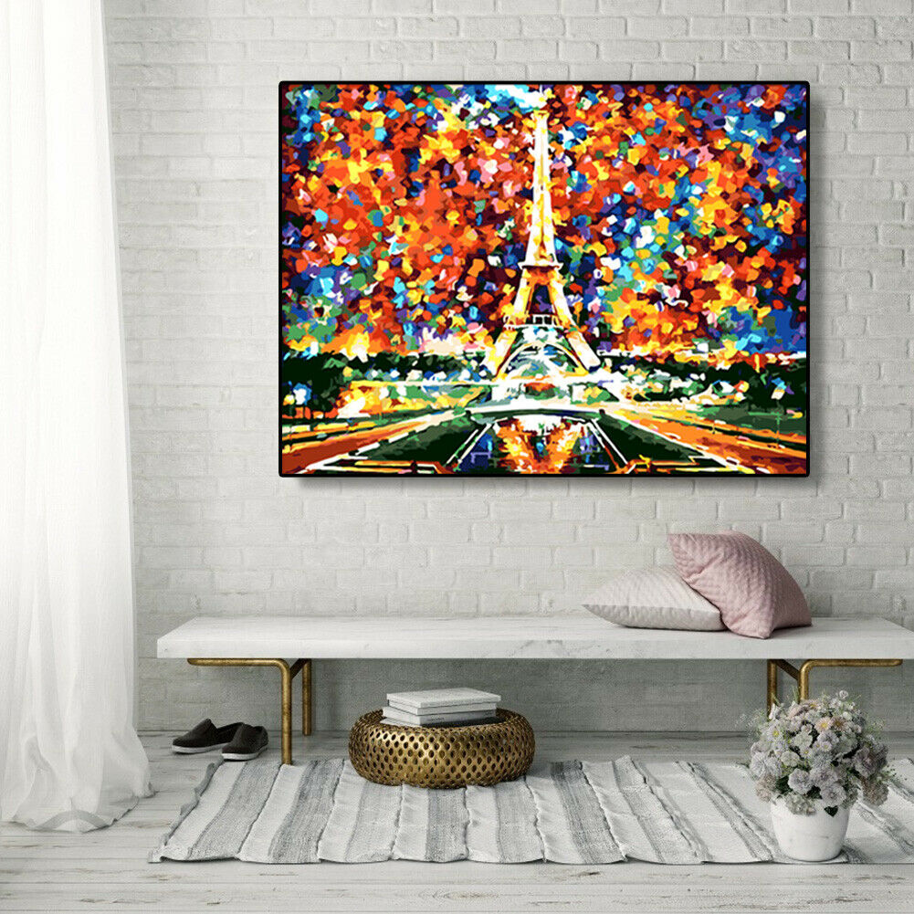 Paint By Numbers Dazzling Eiffel DIY Digital Oil Painting Canvas Picture  @