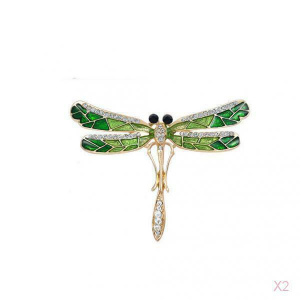 2x Novelty Crystal Dragonfly Design Brooch Pin With Personality Insect Jewelry
