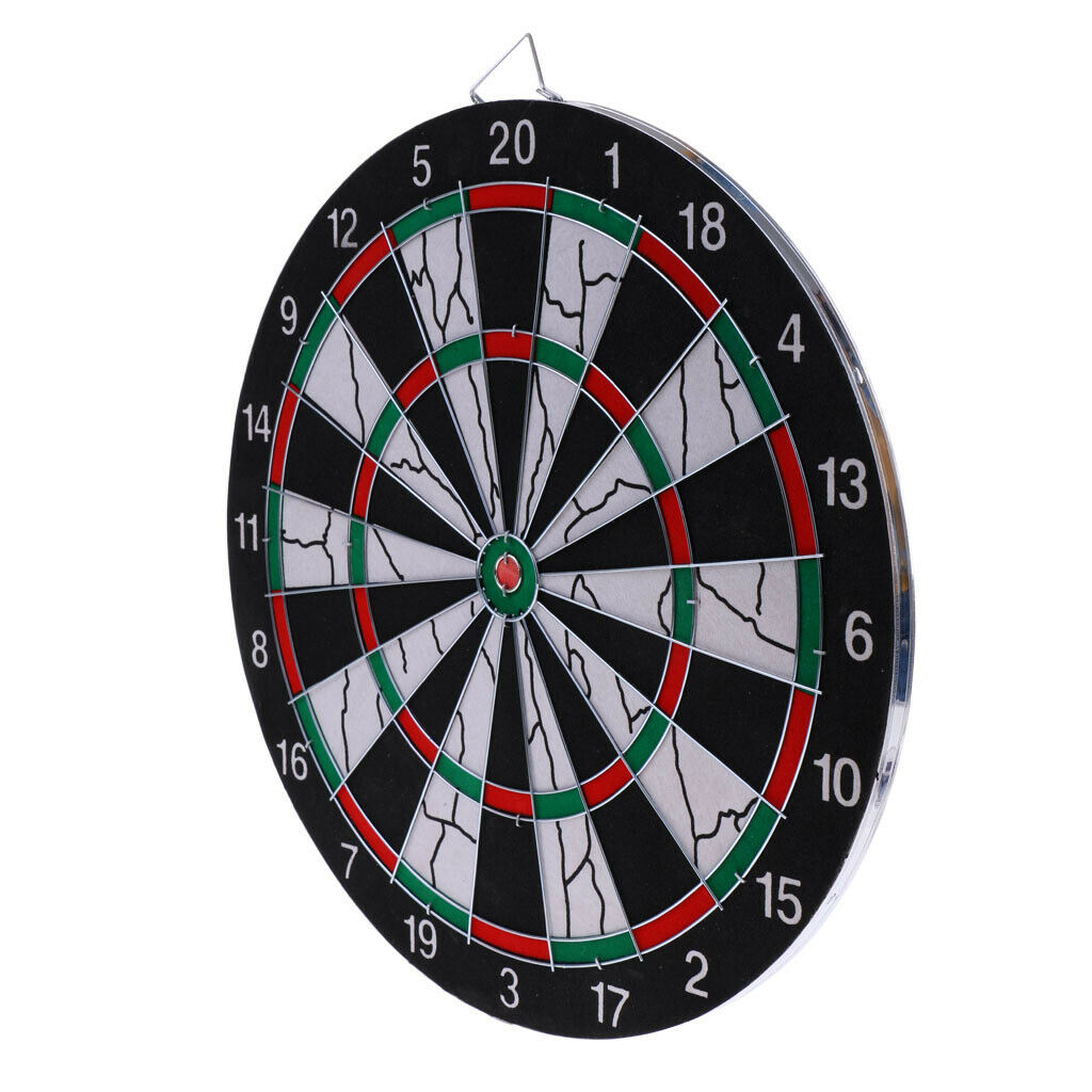 Durable 15" Two Side Printing Dart Board   + 6 Darts for Darts Game