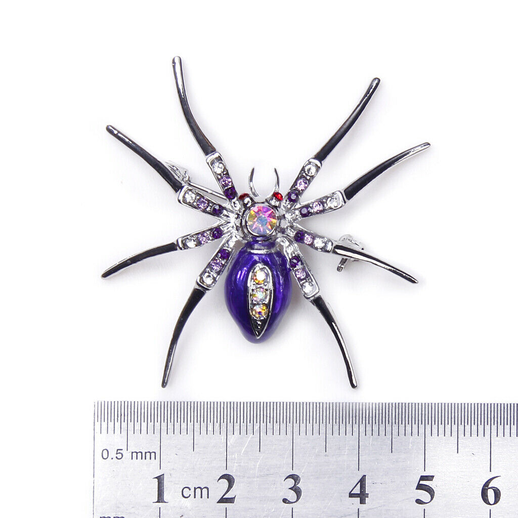 2x Luxurious Spider Widow Animal Clip Rhinestone Pin Brooch Purple Fit Bag Hat