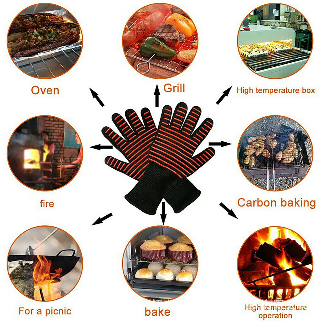 Heavy Duty Oven Mitts Microwave Stove Gloves Hands Fingers Mitten Protectors